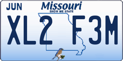 MO license plate XL2F3M