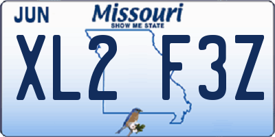 MO license plate XL2F3Z