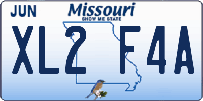 MO license plate XL2F4A