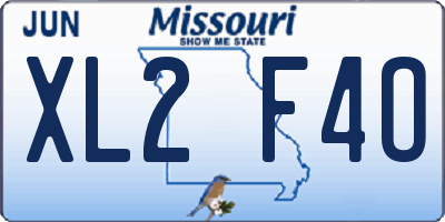 MO license plate XL2F4O