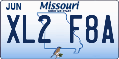 MO license plate XL2F8A
