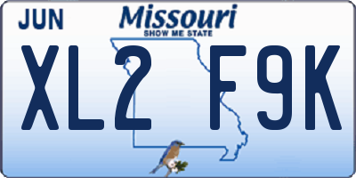 MO license plate XL2F9K