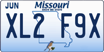 MO license plate XL2F9X