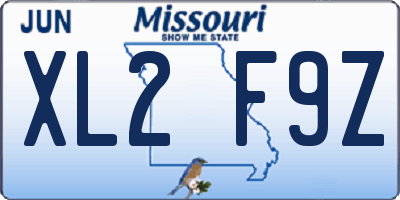 MO license plate XL2F9Z