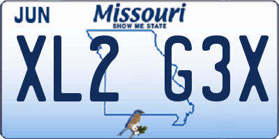 MO license plate XL2G3X