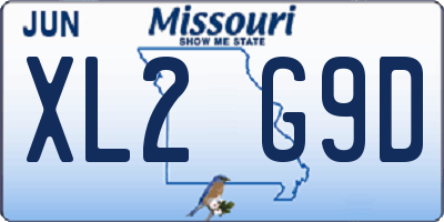 MO license plate XL2G9D