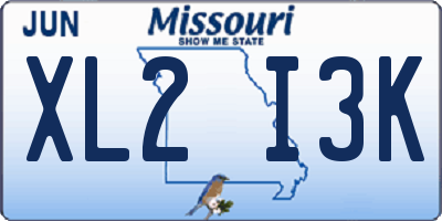 MO license plate XL2I3K