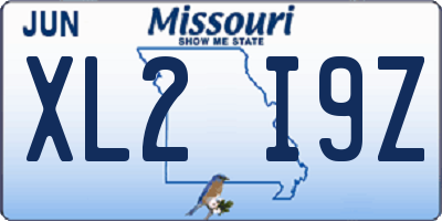 MO license plate XL2I9Z