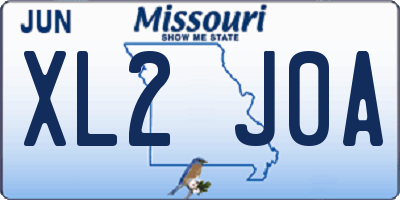 MO license plate XL2J0A