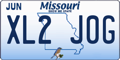 MO license plate XL2J0G