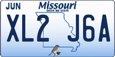 MO license plate XL2J6A