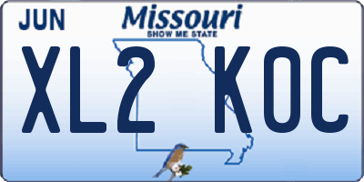 MO license plate XL2K0C