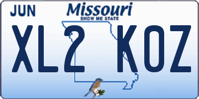 MO license plate XL2K0Z