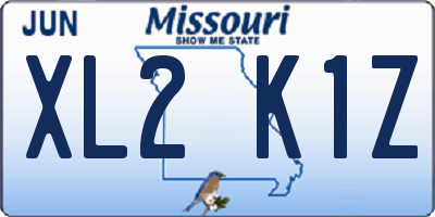 MO license plate XL2K1Z