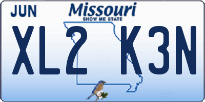 MO license plate XL2K3N