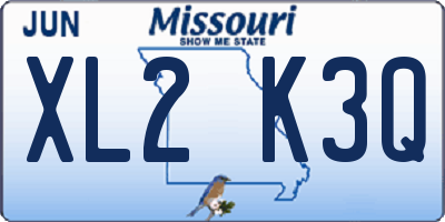 MO license plate XL2K3Q