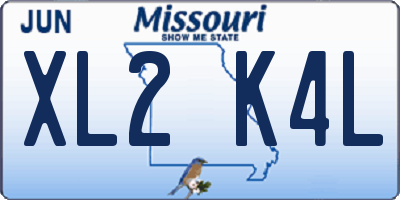 MO license plate XL2K4L