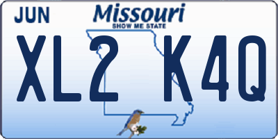 MO license plate XL2K4Q