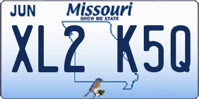 MO license plate XL2K5Q