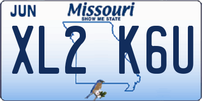 MO license plate XL2K6U