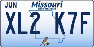 MO license plate XL2K7F