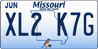 MO license plate XL2K7G