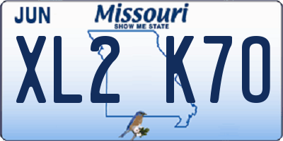 MO license plate XL2K7O