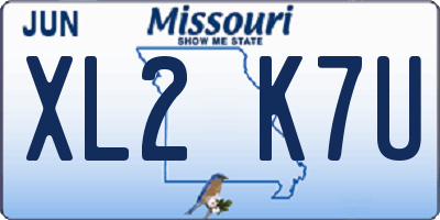 MO license plate XL2K7U