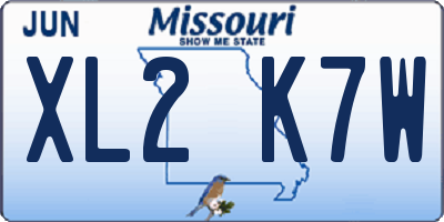 MO license plate XL2K7W
