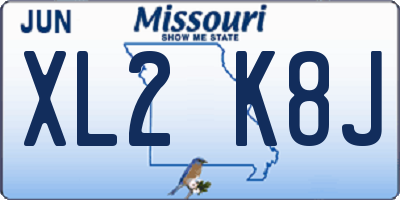 MO license plate XL2K8J