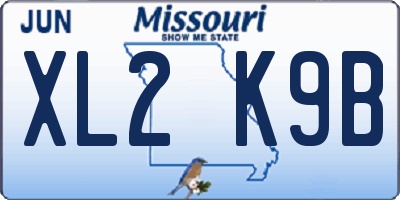 MO license plate XL2K9B