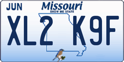 MO license plate XL2K9F