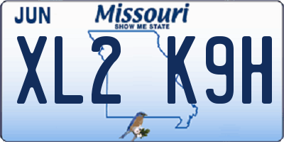 MO license plate XL2K9H
