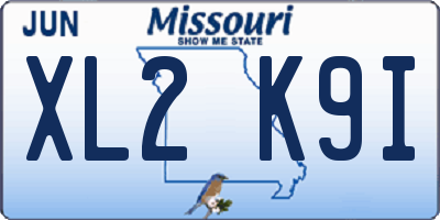 MO license plate XL2K9I