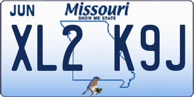 MO license plate XL2K9J