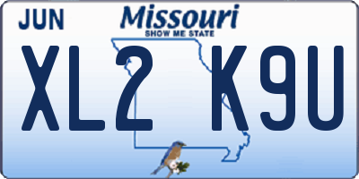 MO license plate XL2K9U