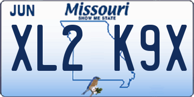 MO license plate XL2K9X