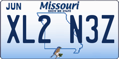 MO license plate XL2N3Z
