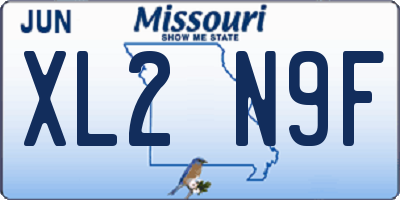 MO license plate XL2N9F