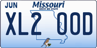 MO license plate XL2O0D