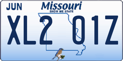 MO license plate XL2O1Z