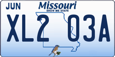 MO license plate XL2O3A