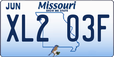MO license plate XL2O3F