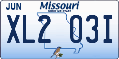 MO license plate XL2O3I