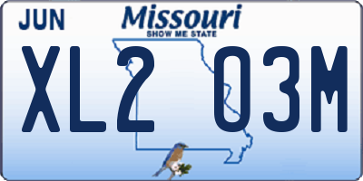MO license plate XL2O3M
