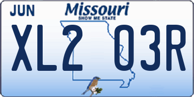 MO license plate XL2O3R