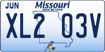 MO license plate XL2O3V