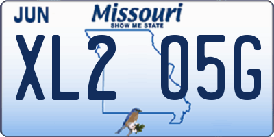 MO license plate XL2O5G