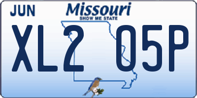 MO license plate XL2O5P
