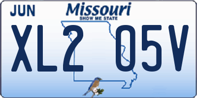 MO license plate XL2O5V